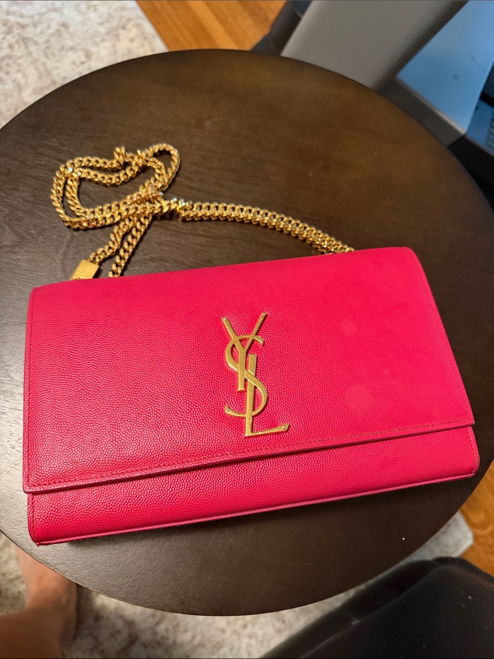 Saint  Laurent signature Kate in hot pink YSL